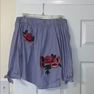 Off shoulder blouse with pretty flowers